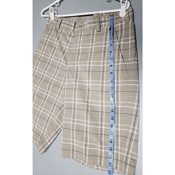 Nike Golf Shorts Mens 30 Tan Dri Fit Bermuda Plaid Performance Stretch - Picture 7 of 7